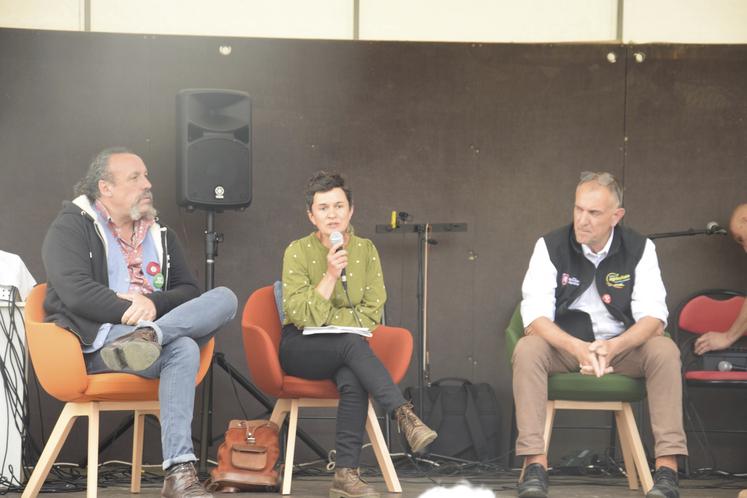 De gauche à droite : Benoît Biteau, Aurélie Farre et Christian Daniau.