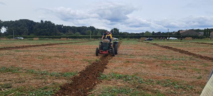 Plusieurs jeunes ont joué le jeu du concours de labours, et pas forcément avec le tracteur le plus moderne.