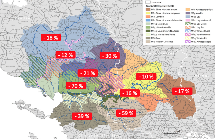 Impacts potentiels de l'annulation de l'AUP n°2 sur les volumes autorisées l'hiver pour le remplissage des réserves collinaires et de substitution par unité de gestion de l'EPMP.