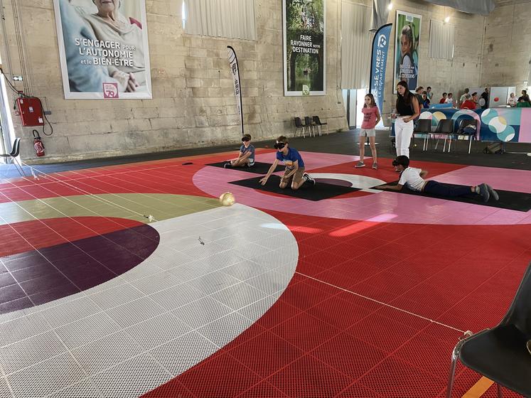 Le jeu de ballon torball, pratiqué par des sportifs déficients visuels et des valides, cousin de la discipline paralympique goalball, a connu un franc succès auprès de la centaine de visiteurs de la journée.