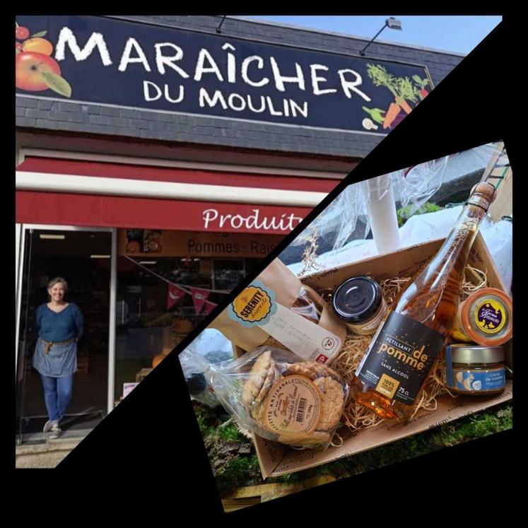 Audrey des Maraîchers du Moulin à Jaunay-Marigny propose un panier sucré-salé : Sablés de la biscuiterie de Lencloître, lamelles carotte-curry de Sérénity Biscuits, tartinades de légumes de la Scea de la plaine, pétillant de pommes des Vergers de Chézeau, terrine de volaille de la Ferme Bidaud et crème de noisettes de La noisette de l'ouest, à - de 30€!