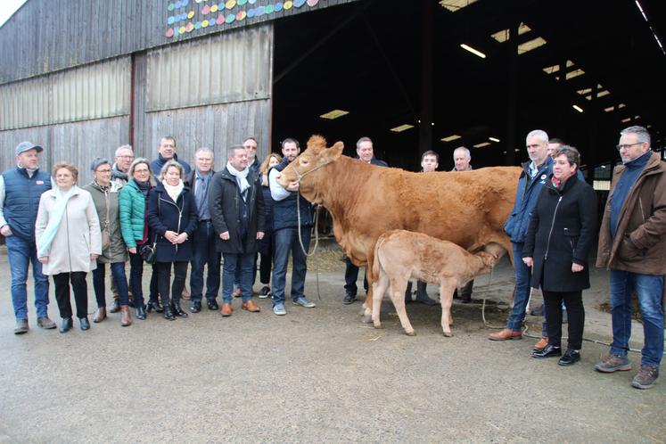 A Dienné, Oupette et son veau ont reçu la visite d'élus locaux.