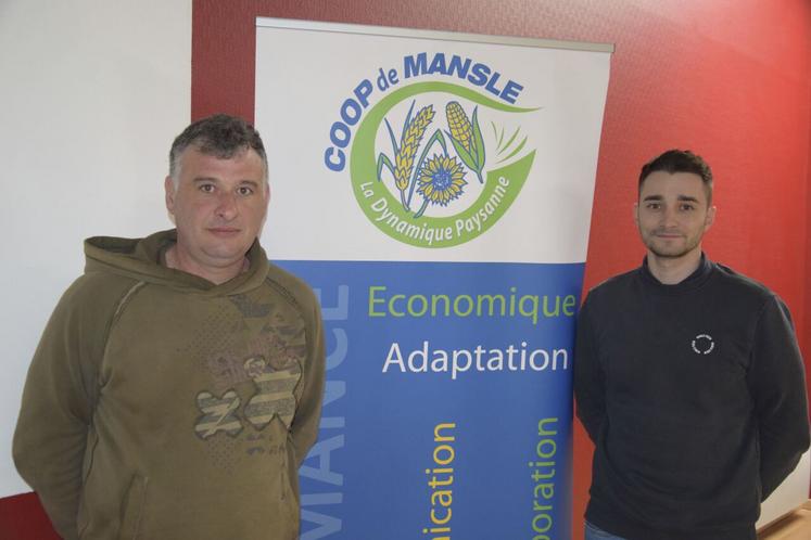 Xavier Montassier, administrateur de la Coop de Mansle, et Antoine Poyer, responsable développement projets biogaz région Centre-Ouest chez CVE Biogaz.