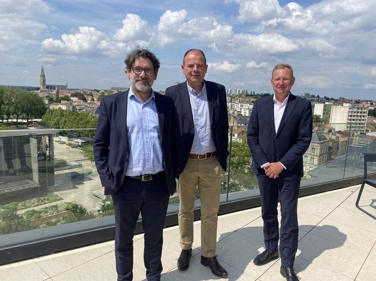 De gauche à droite : Fabrice Lepigeon, directeur général, Stéphane Cools, président, et Loïc Jouanneau, directeur général délégué.