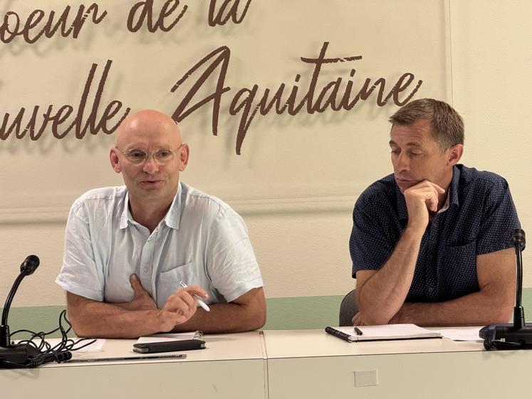 A gauche, l'éleveur des Deux-Sèvres Samuel Hérault a présidé l'assemblée générale de l'Anicap Nouvelle-Aquitaine, le 12 juin.
