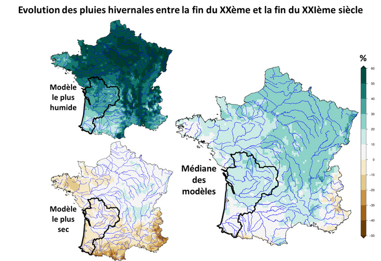 L'évolution future des pluies hivernales demeure encore incertaine.