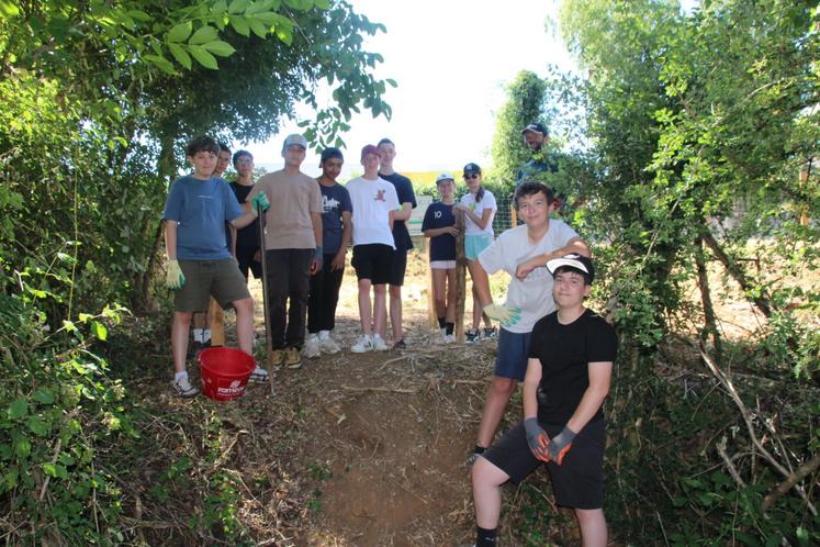 Les jeunes de l'Arantelle, aux Roches Prémarie, ont fabriqué un enclos pour les moutons de la commune.