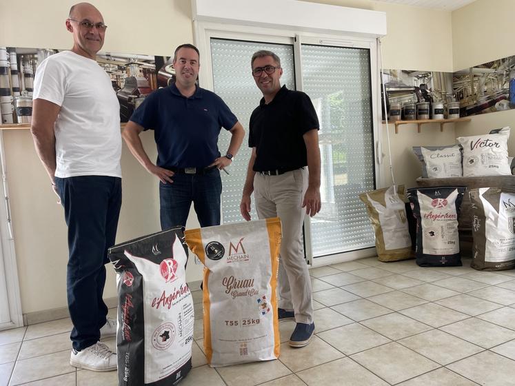 Les dirigeants de la minoterie de Courcelles : Jean-Charles Lévy, Sébastien Paviot et Gaël Guilbaud.