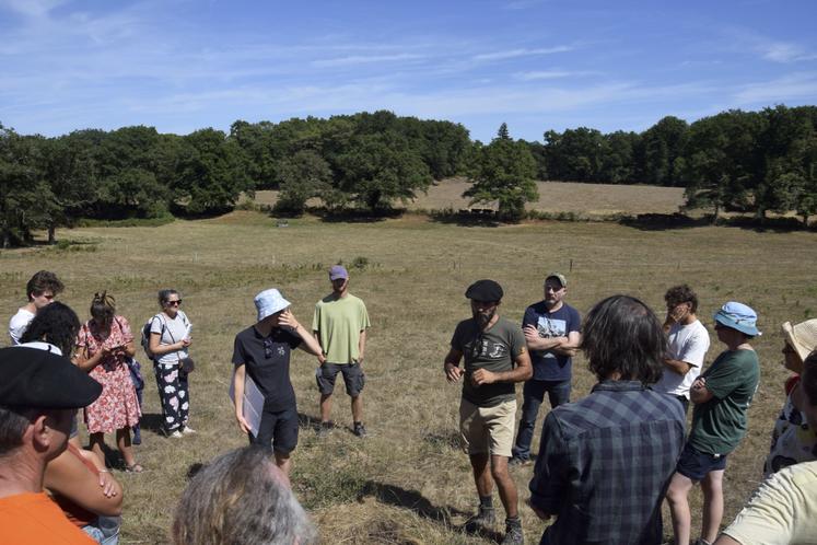 Dans ses prés à Esse, Pierre-Antoine "Pedro" Raimbourg a présenté aux jeunes son système de pâturage.