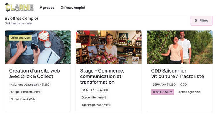 Seuls les exploitants agricoles peuvent déposer leurs annonces sur le site. Elles restent affichées sans limite de temps ni surcoût.