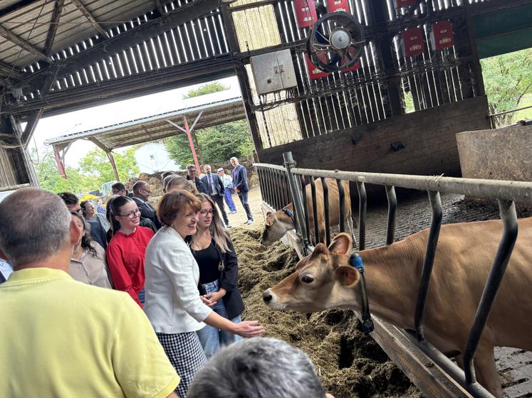 Annie Genevard a notamment parcouru l'exploitation du lycée de Venours.