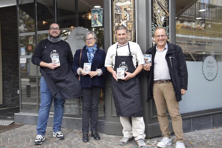 De gauche à droite : le torréfacteur Marc Fourchaud, la présidente de la Chambre de métiers Geneviève Brangé, le boulanger Michael Lemétayer et Patrick Magnon, référent du label "Artisan gourmand" à la CMA.