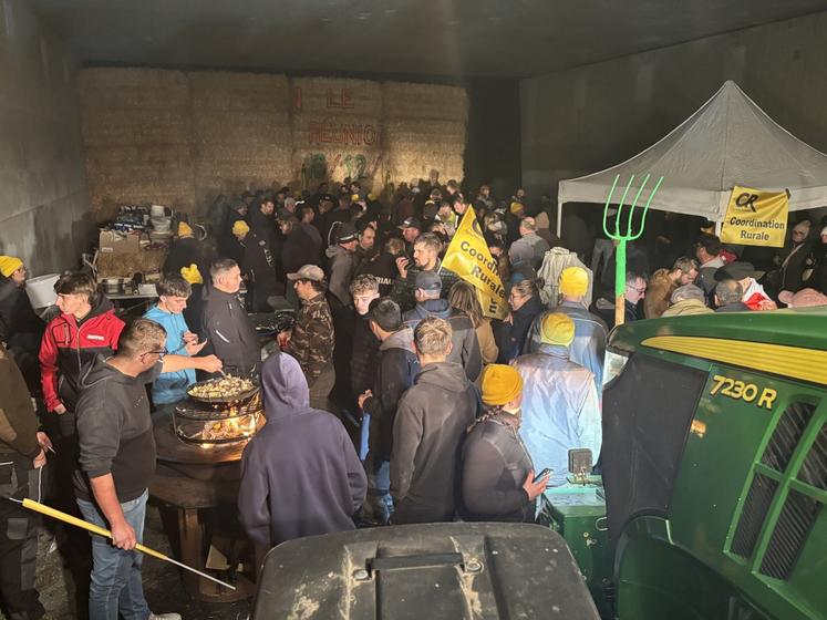 Près de 200 agriculteurs étaient présents mardi soir sous le pont de l'autoroute, à Poitiers Sud.