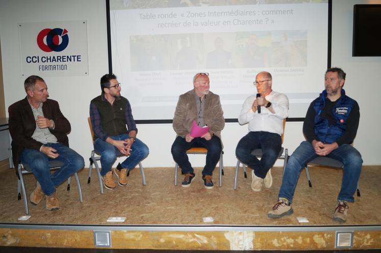 La table ronde s'est tenue en présence du secrétaire général adjoint de la FNSEA, Thierry Coué, éleveur de porcs breton.