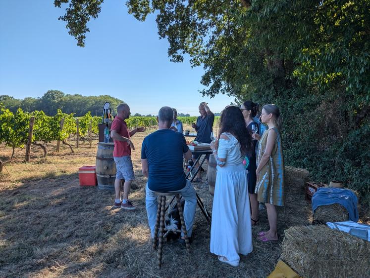 Des dégustations et discussions sont organisées depuis cet été en bout de vignes à Épargnes.