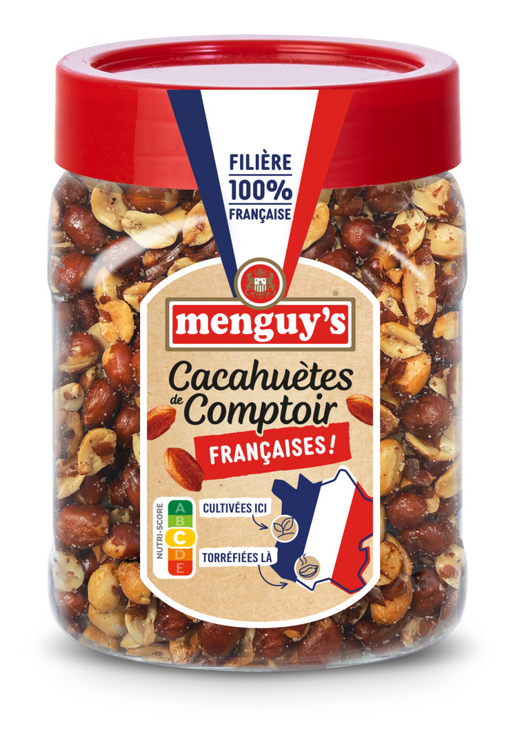 Menguy's a développé un conditionnement spécial pour ses cacahuètes origine France.