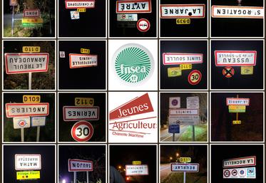 De multiples panneaux ont été retournés par les agriculteurs mobilisés.