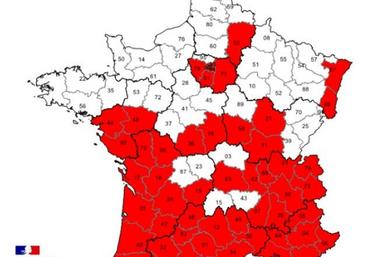 Carte des départements où l’installation d’Aedes albopictus est connue.