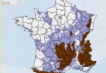 La carte des zones défavorisées simples présentée le 20 février par le ministre de l'Agriculture, Stéphane Travert.