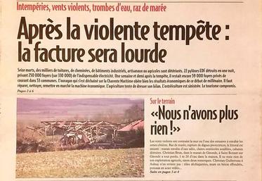 La Une du numéro 1834 de L'Agriculteur Charentais, daté du 7 janvier 2000.