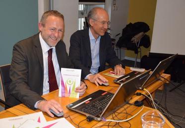 Jérôme Sourisseau et François Bonneau ont présenté le dispositif Agrilocal, une plateforme virtuelle de mise en relation des fournisseurs et acheteurs.