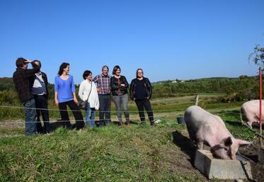 La présentation du Mois de la bio en Charente a eu lieu au Gaec des Gougeaux à Salles-Lavalette où Gilles Pichon et David Gros élèvent des porcs bio.