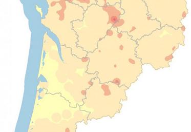 L’élevage bovin laitier est essentiellement présent aux extrémités nord et sud en Nouvelle-Aquitaine.