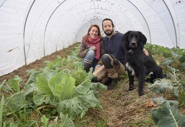 Audrey Lambert, Thomas Gruel et leur chien Yuki.
