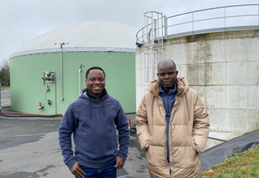 Mardi 13 février, Rony Etsé et N'dawi Essowé, délégation de la principale union de producteurs du Togo, visitaient l'unité de méthanisation de Melle.