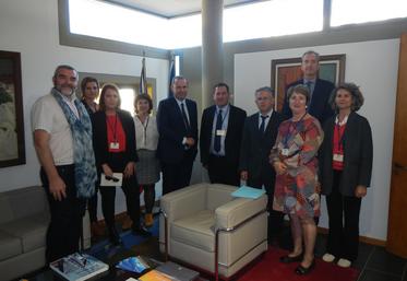 La délégation Fnsea avec l'ambassadeur de France au Maroc, le directeur de l'OFII et le conseiller agricole Maroc et Tunisie pour le ministère de l'agriculture.