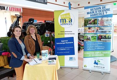 Clothilde Rouquier d'Aider 17 et Anne-Marie Vérit de la MSA recrutent des saisonniers pour le relevage de vignes.