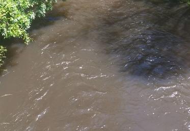 Le cours de l'Aume est devenu marron suite à cette pollution.