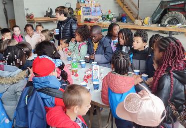 Lors de fermes ouvertes, les enfants et leurs enseignants visitent des exploitations et goûtent des produits locaux ou issus de l'agriculture. Ici, les élèves de l'école Tony Lainé de Poitiers visitaient l'exploitation de Laurent Lambert à Jaunay-Marigny.