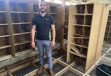 En attendant l'arrivée des pigeons début septembre, Kenny Violette aménage pour mécaniser au maximum la production.