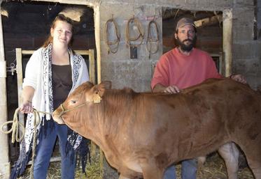 Virginie et Guillaume Terrière dans leur exploitation bovine de Rioux-Martin.