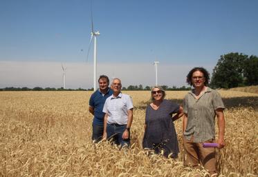 Les maires de la communauté de communes Vienne et Gartempe s'inquiètent des projets éoliens. De gauche à droite: Thierry Rolle Milaguet, maire d'Ardiers, Michel Jarassier, maire d'Usson-du-Poitou, Gisèle Jean, maire de Queaux, et Bruno Puydupin, maire de Saulgé.