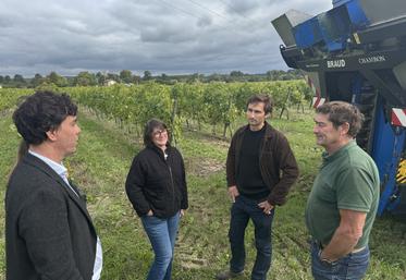L'UGVC a organisé en Charente quatre "rencontres vendanges » pour échanger avec députés et sénateurs : le 18 septembre, la députée RN Caroline Colombier a été reçue par Julien Massé à Rouillac ; le 22 septembre, le sénateur François Bonneau (groupe Union centriste) par Nicolas Tricoire à Saint-Brice et la députée Renaissance Sandra Marsaud par les Brisson à Angeac-Charente (voir photo) ; le 24 septembre, le député LFI René Pilato par Stéphane Moreau à Bécheresse. Les même...