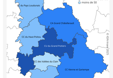 Consommation d'espaces liés à l'activité économique dans la Vienne entre 2012 et 2022.