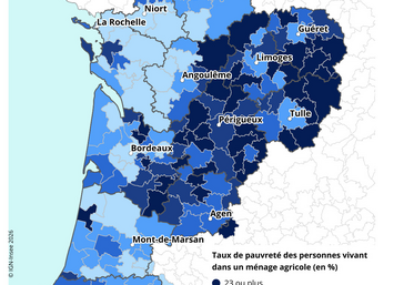 Taux de pauvreté des personnes vivant dans un ménage agricole par intercommunalité de la région