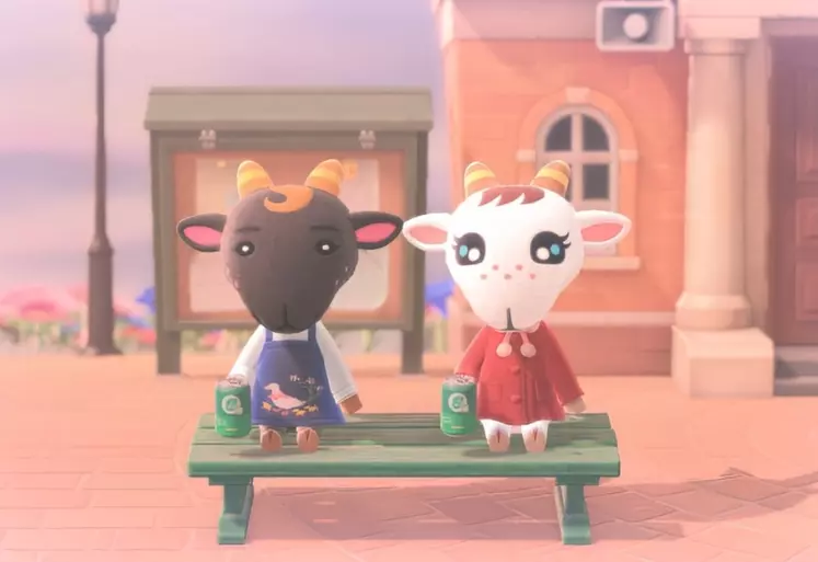 Biquette (à droite) a fêté ses 20 ans d'existence dans le jeu Animal Crossing créé en 2001.