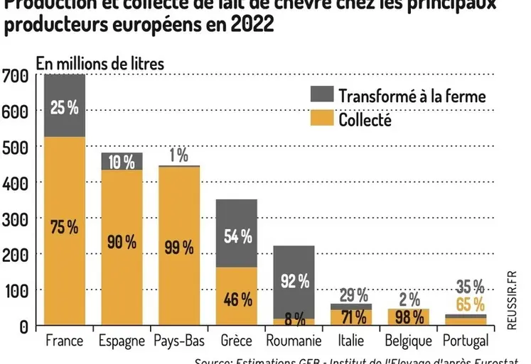 <em class="placeholder">Production et collecte de lait de chèvre chez les principaux producteurs européens en 2022</em>