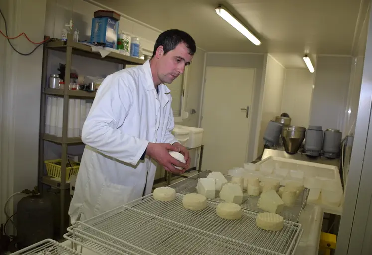 <em class="placeholder">Fromager fermier dans sa fromagerie </em>
