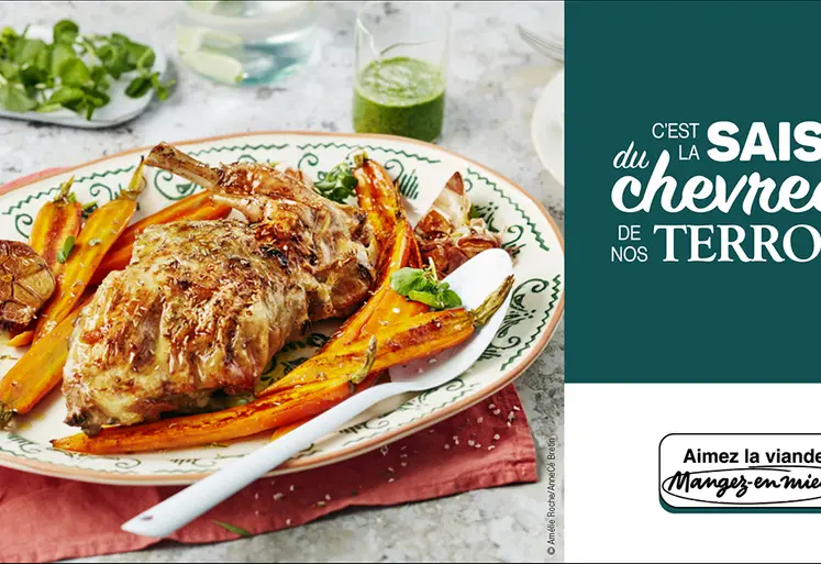 Affichette de promotion de la viande de chevreau