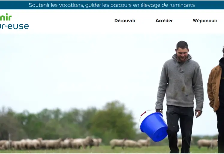 Capture d’écran de l’accueil du site Devenir éleveur·euse.