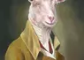 Peinture de chèvre habillée