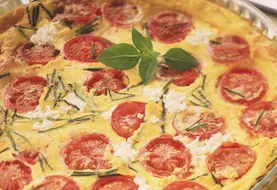 <em class="placeholder">Clafoutis au palet de chèvre frais, courgette et tomates cerise</em>