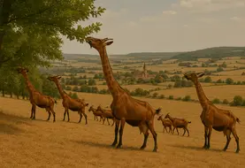 Image générée par l'IA représentant des chèvres au long cou