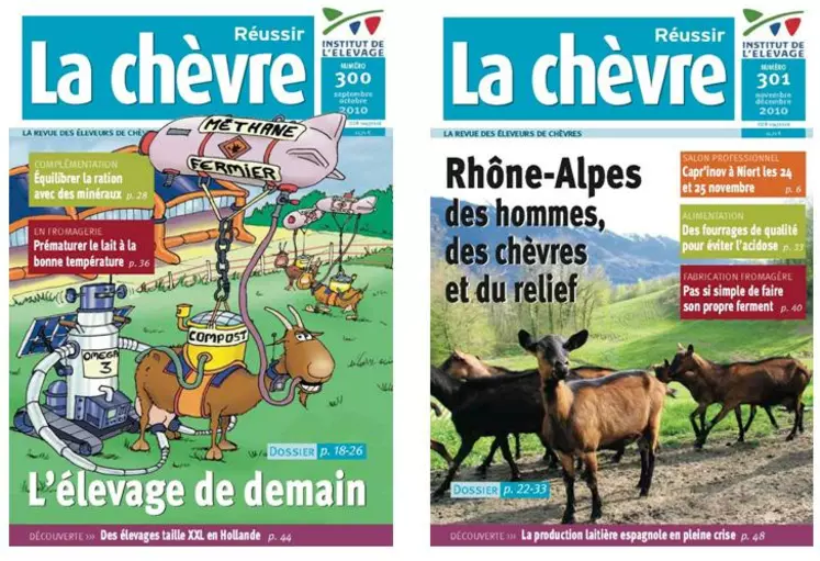 Septembre – Octobre (N°300) : L’élevage de demain
Novembre – Décembre (N°301) : Rhône-Alpes : des hommes, des chèvres et du relief