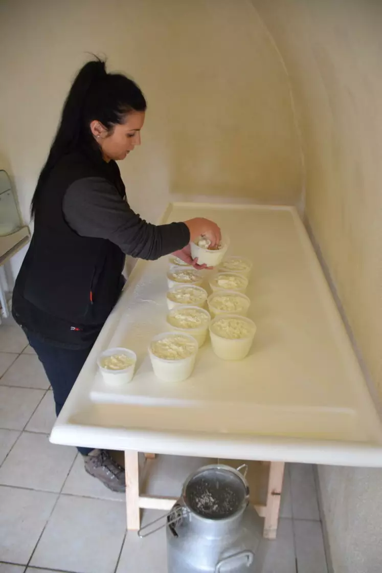Pascale aide à la fromagerie. Le lactosérum est conservé pour la fabrication du brocciu. © D.Hardy