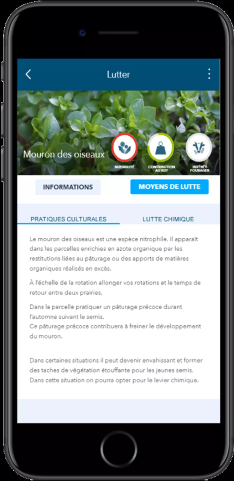 DIDACTIQUE, l’application « lutter » aide à la reconnaissance des espèces nuisibles et donne des conseils pour les limiter.